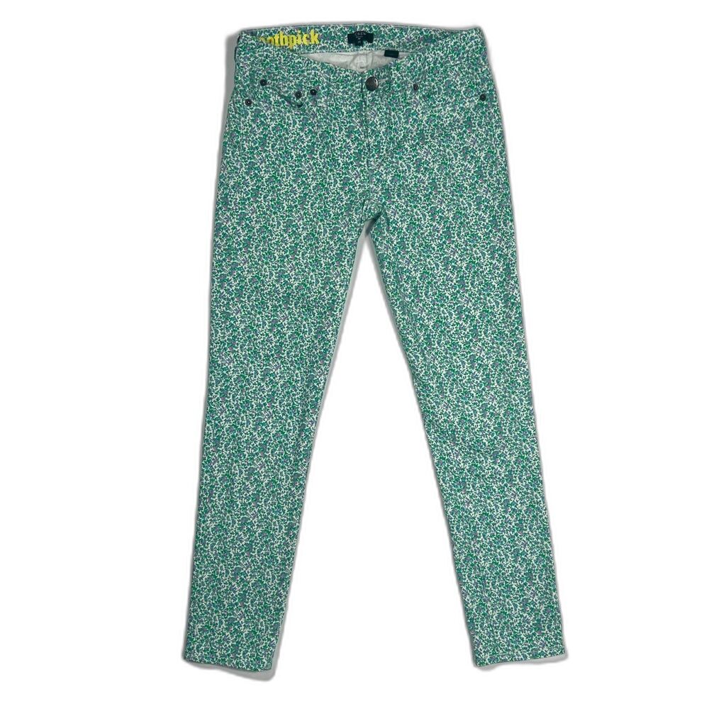 J.Crew Green/Purple Floral Toothpick Skinny Stretch Jeans Women's Size 25